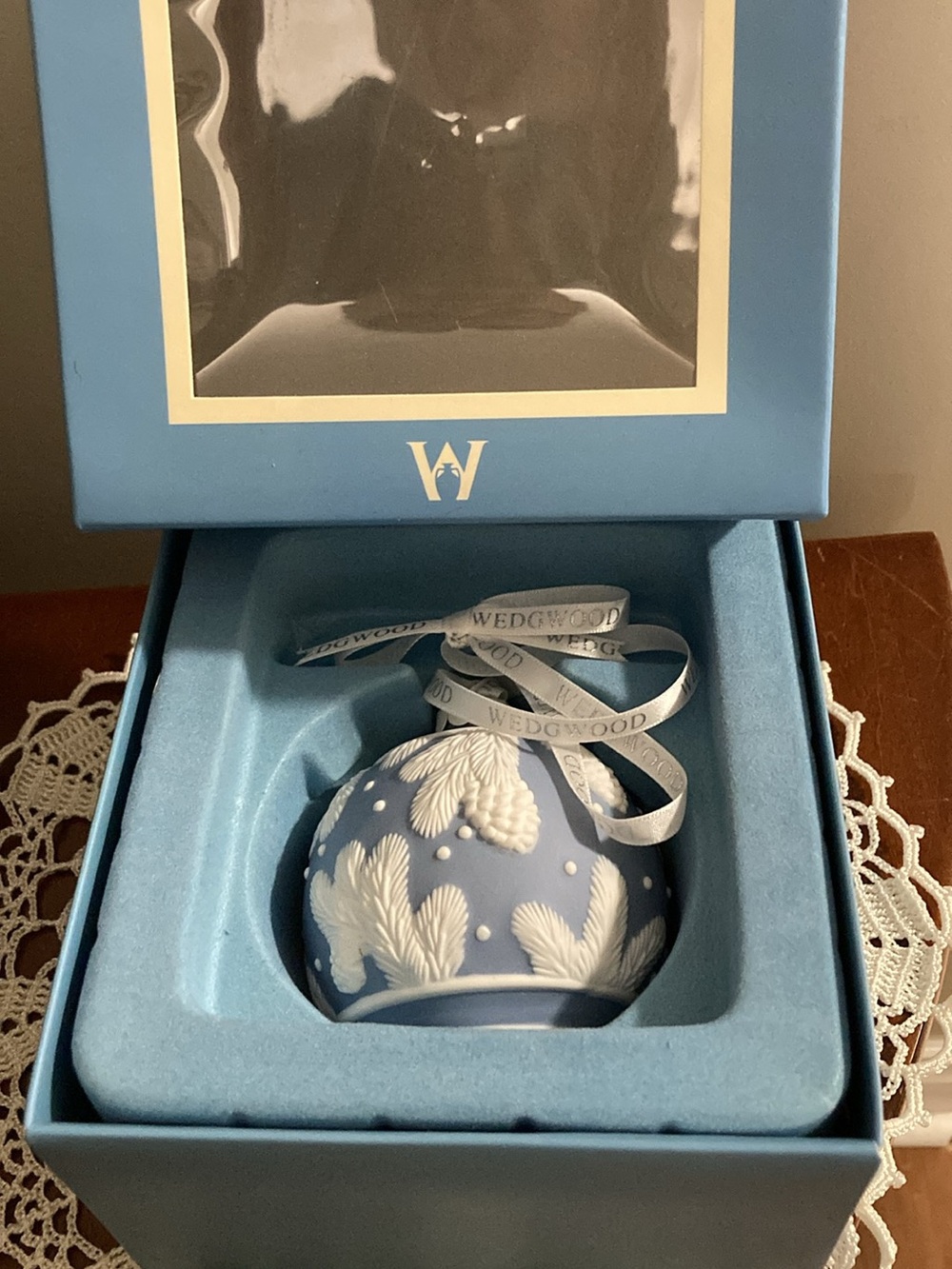 Wedgwood Blue and White Jasperware Ornament in Gift Box